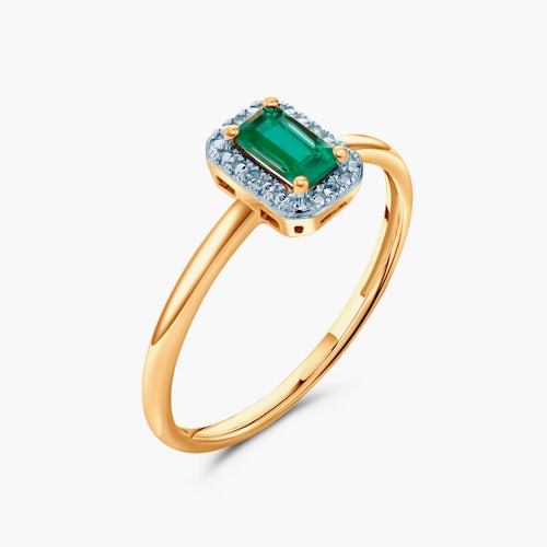 Pierścionek zaręczynowy SAVICKI: dwukolorowe złoto, szmaragd, diamenty